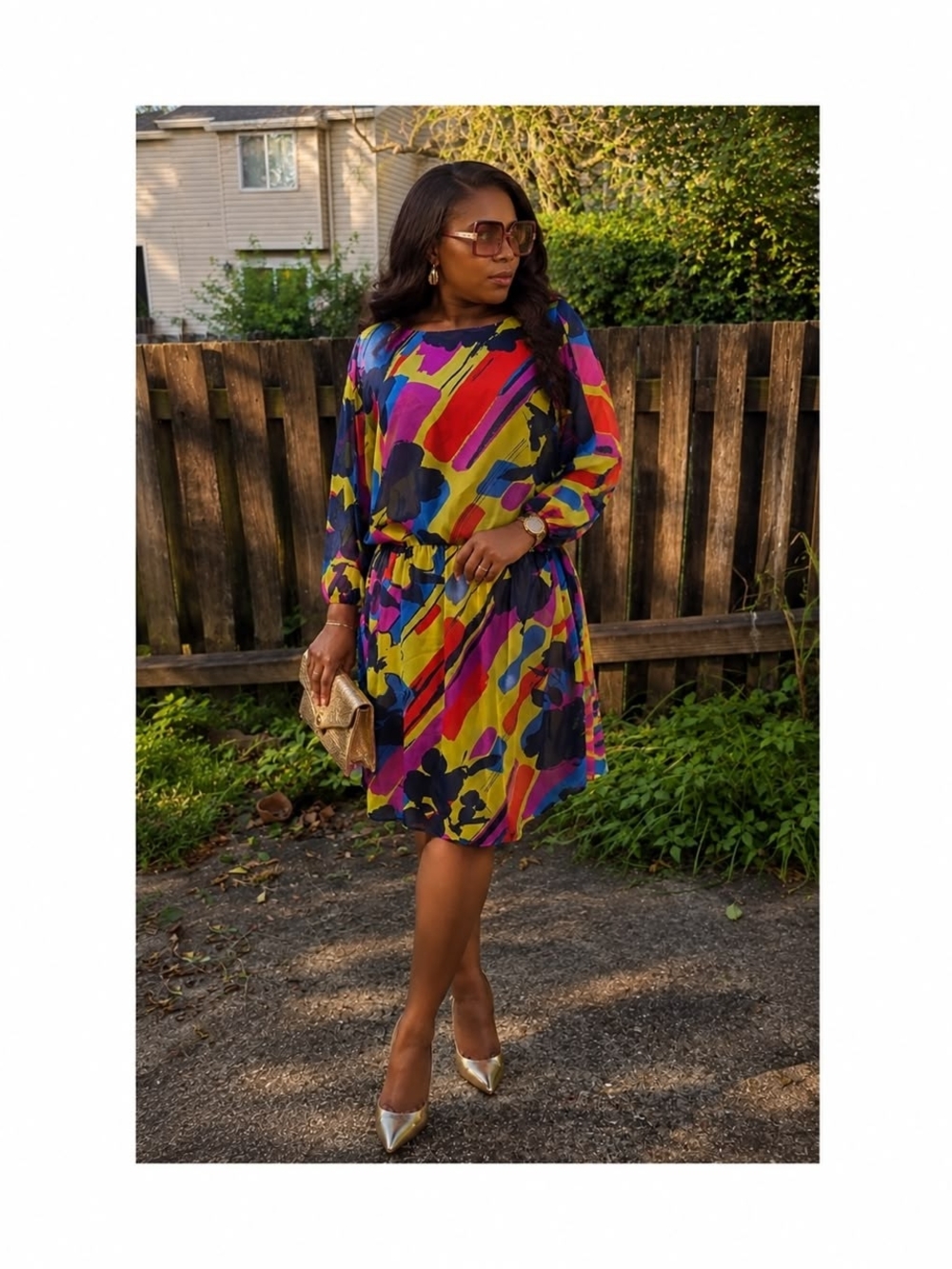 Robbie Bee Multicolor A-Line Skirt in Yellow, Pink, Blue & Purple